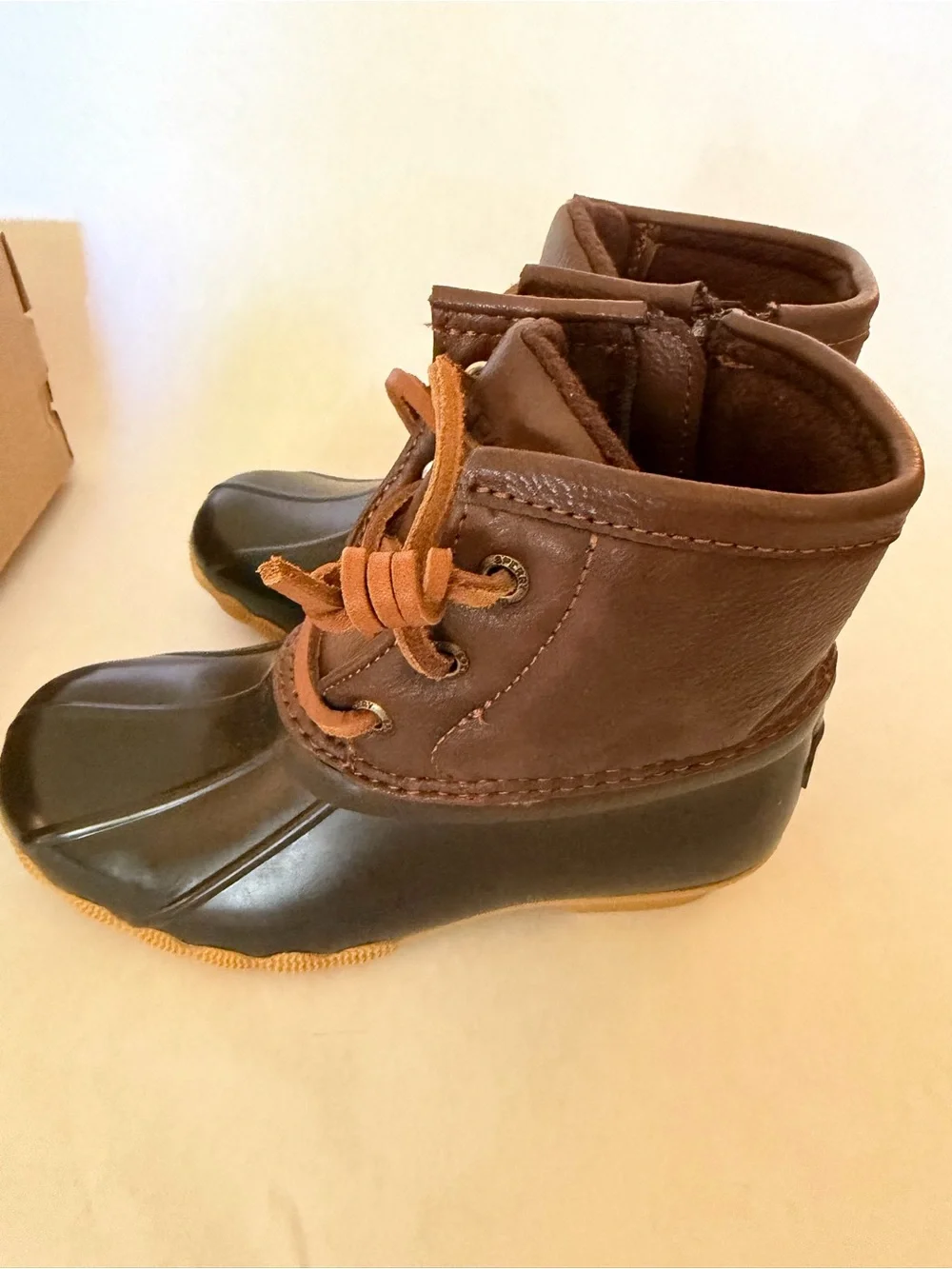 Sperry Olive Green & Brown Kids Rain Boots